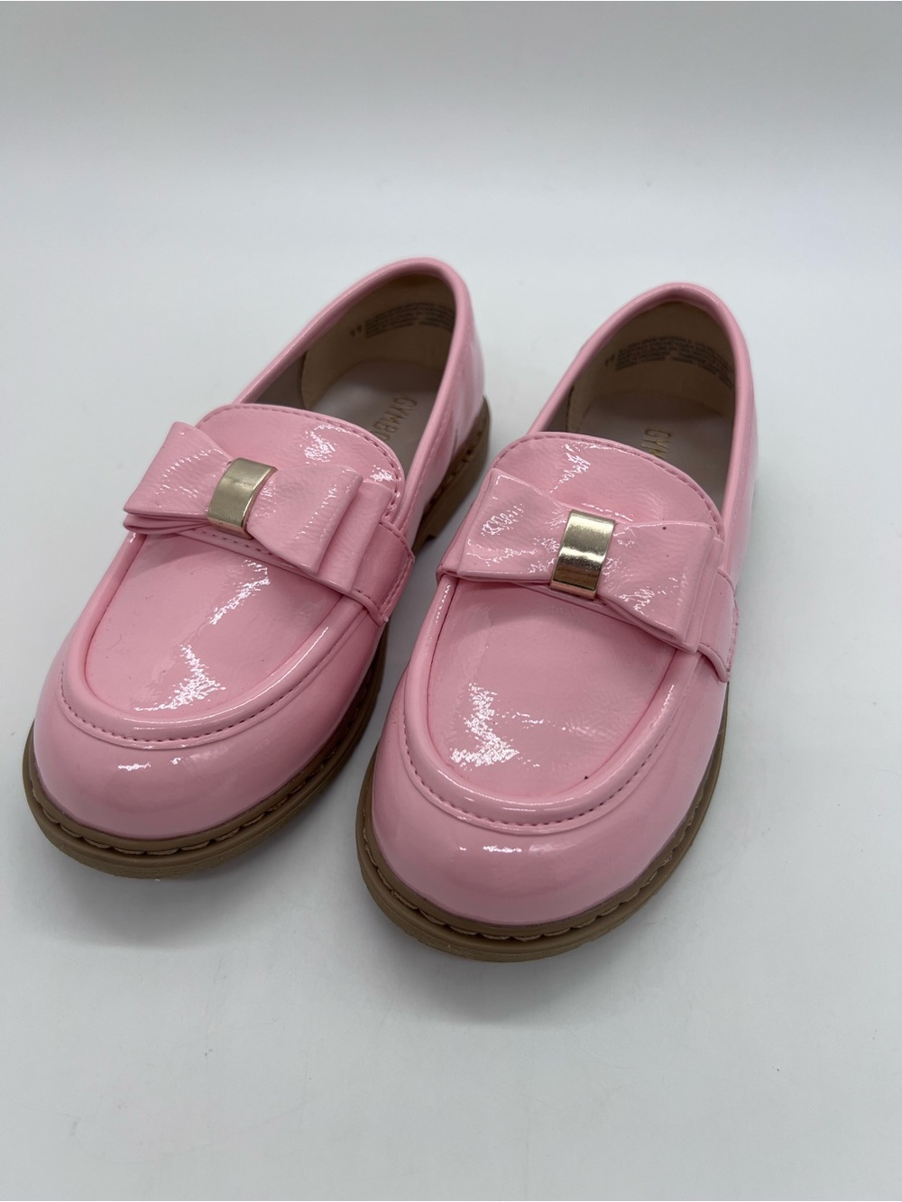 Gymboree Pink Patent Bow Loafers with Gold Accent Size 11